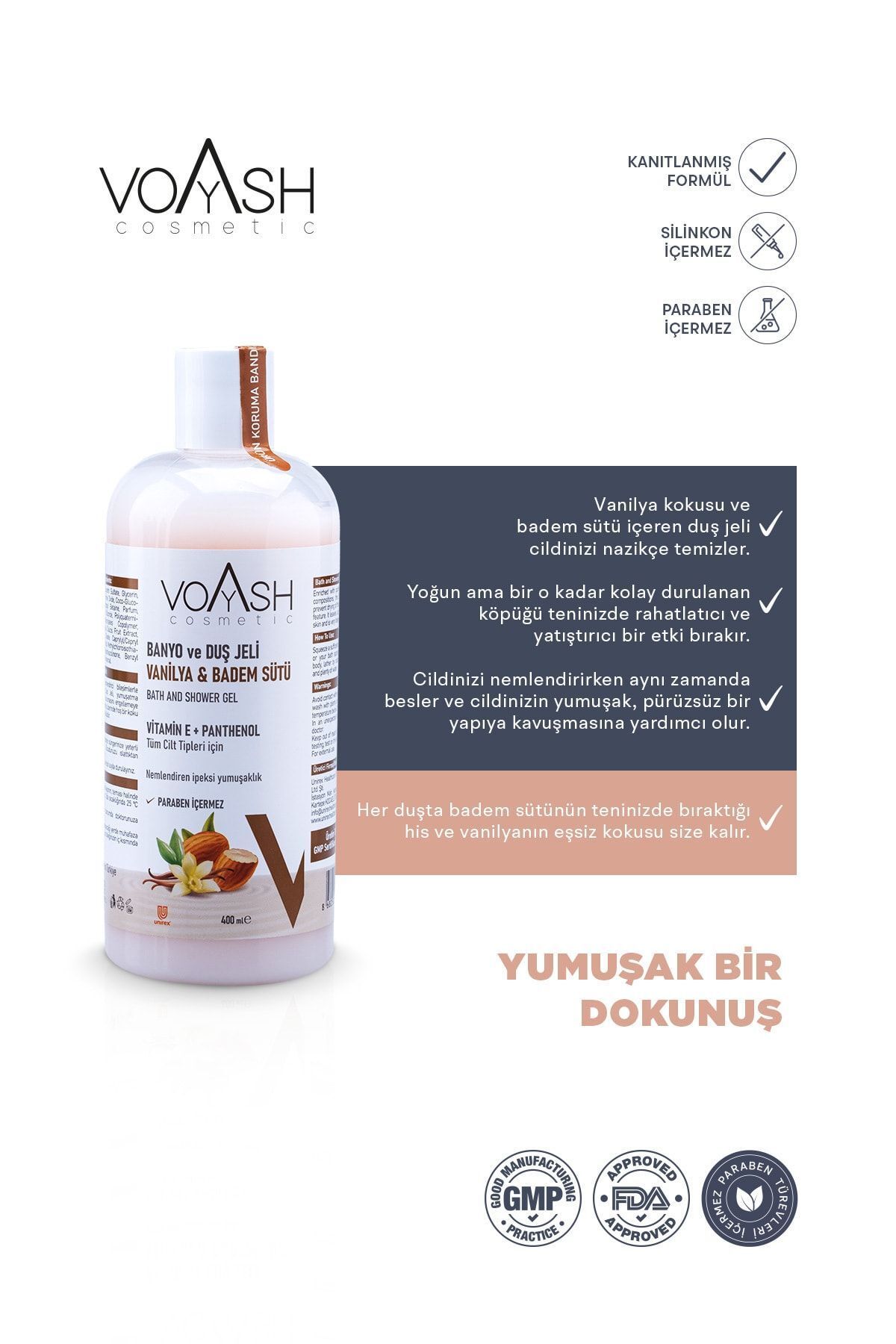 Voyash Banyo Ve Duş Jeli Vanilya & Badem Sütü 400 Ml